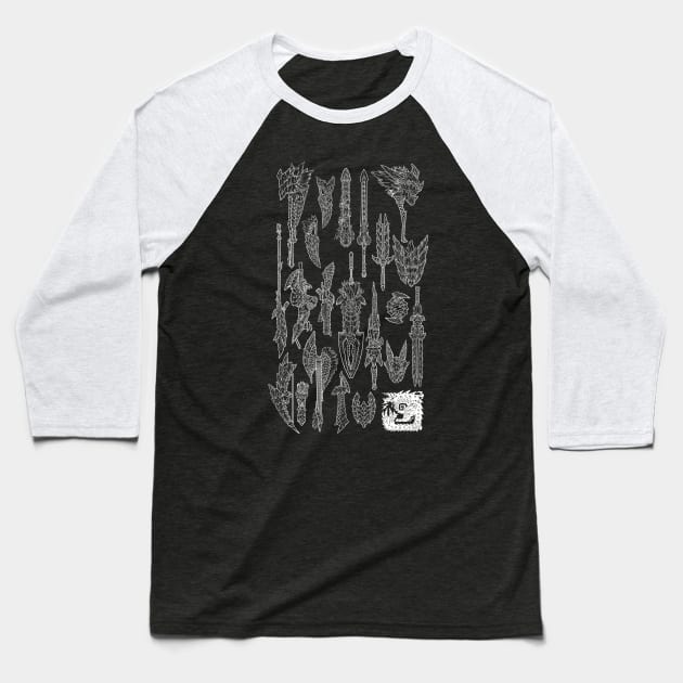 Zinogre Weapons - Monster Hunter (White) Baseball T-Shirt by forgottenart
